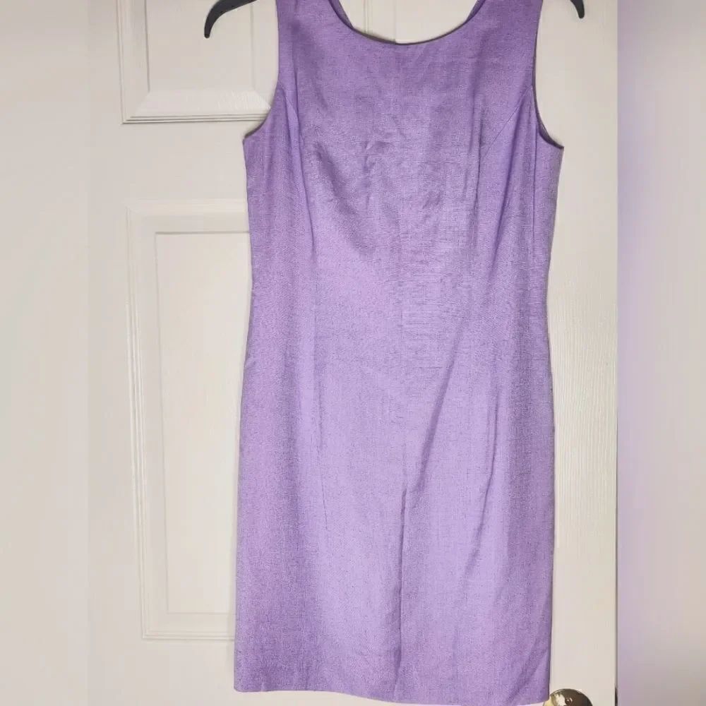 Preview 10 Lilac Slvless Lined LINEN Blend Zipper Women's Knee-length Dress